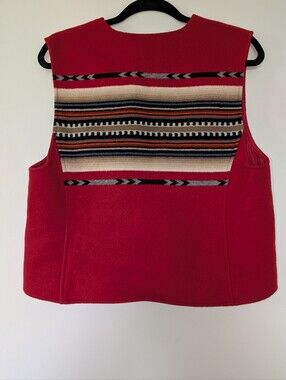 Vintage PENDLETON Originals Wool Southwestern Blanket Back Vest Concho Buttons L